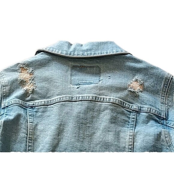Levi's Jean Jacket Size Medium Women's Decorated Patches Distressed Light Rinse - Picture 6 of 10
